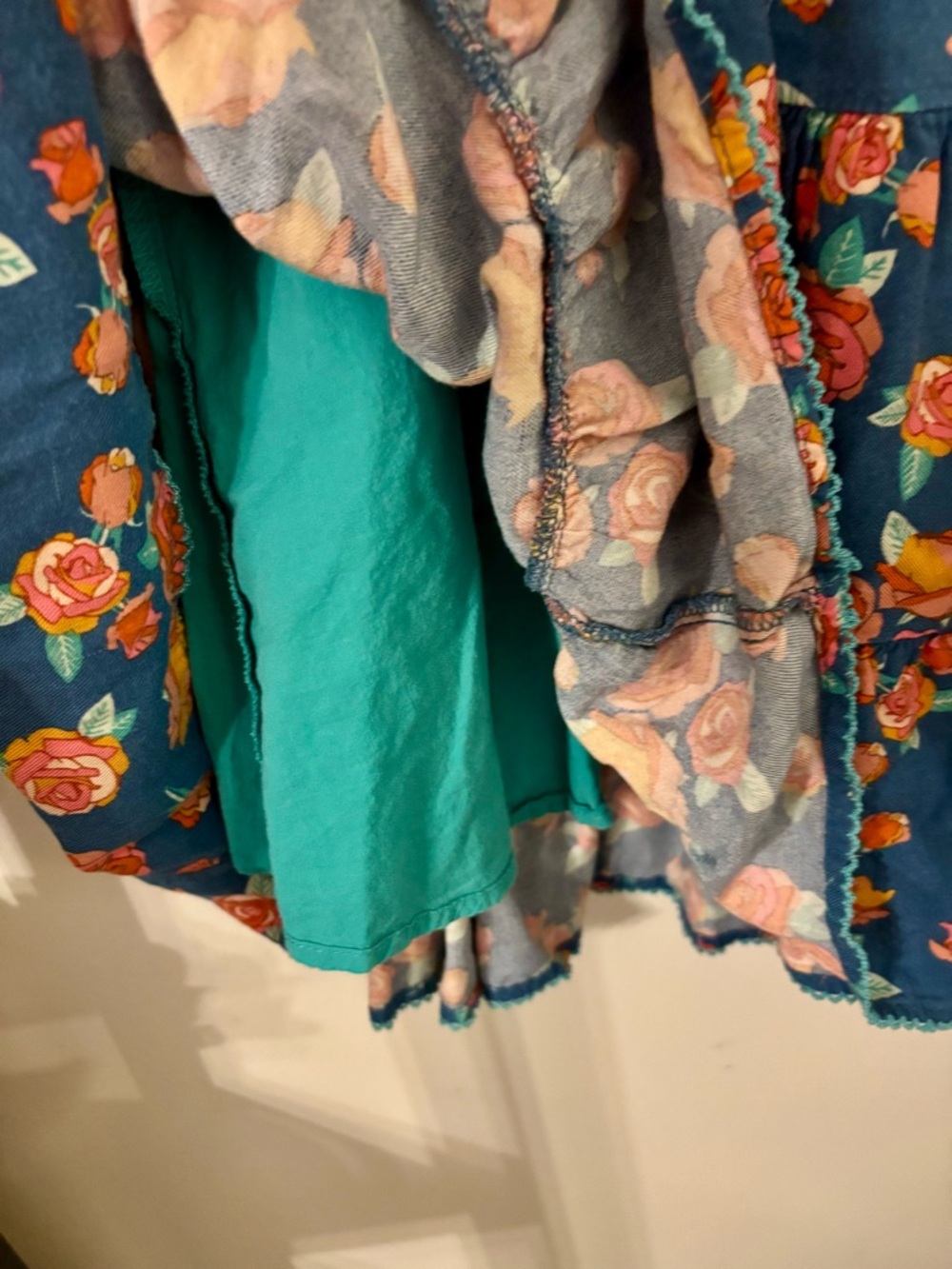 Matilda Jane Blue Floral Tiered Dress with Mint Yoke - Picture 4 of 4